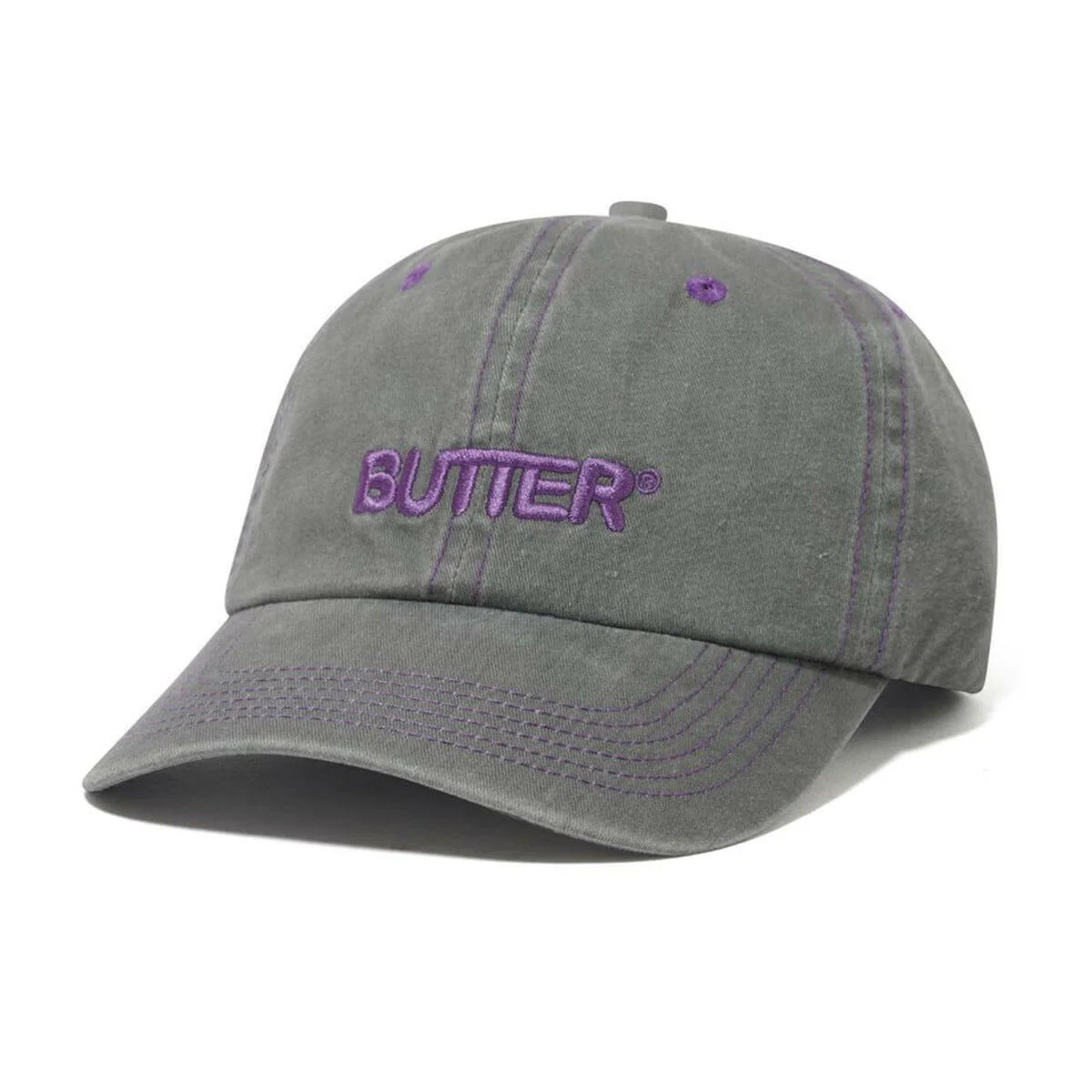 Butter Goods - Rounded Logo 6 Panel Cap Washed Grey