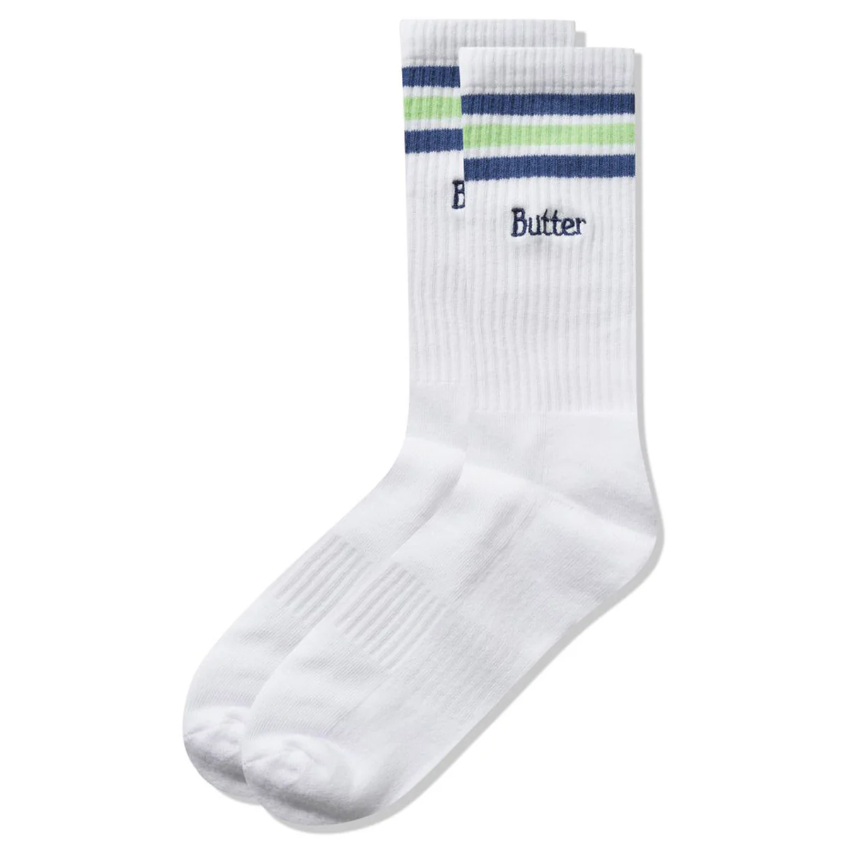 Butter Goods - Stripe Socks White/Lime/Navy