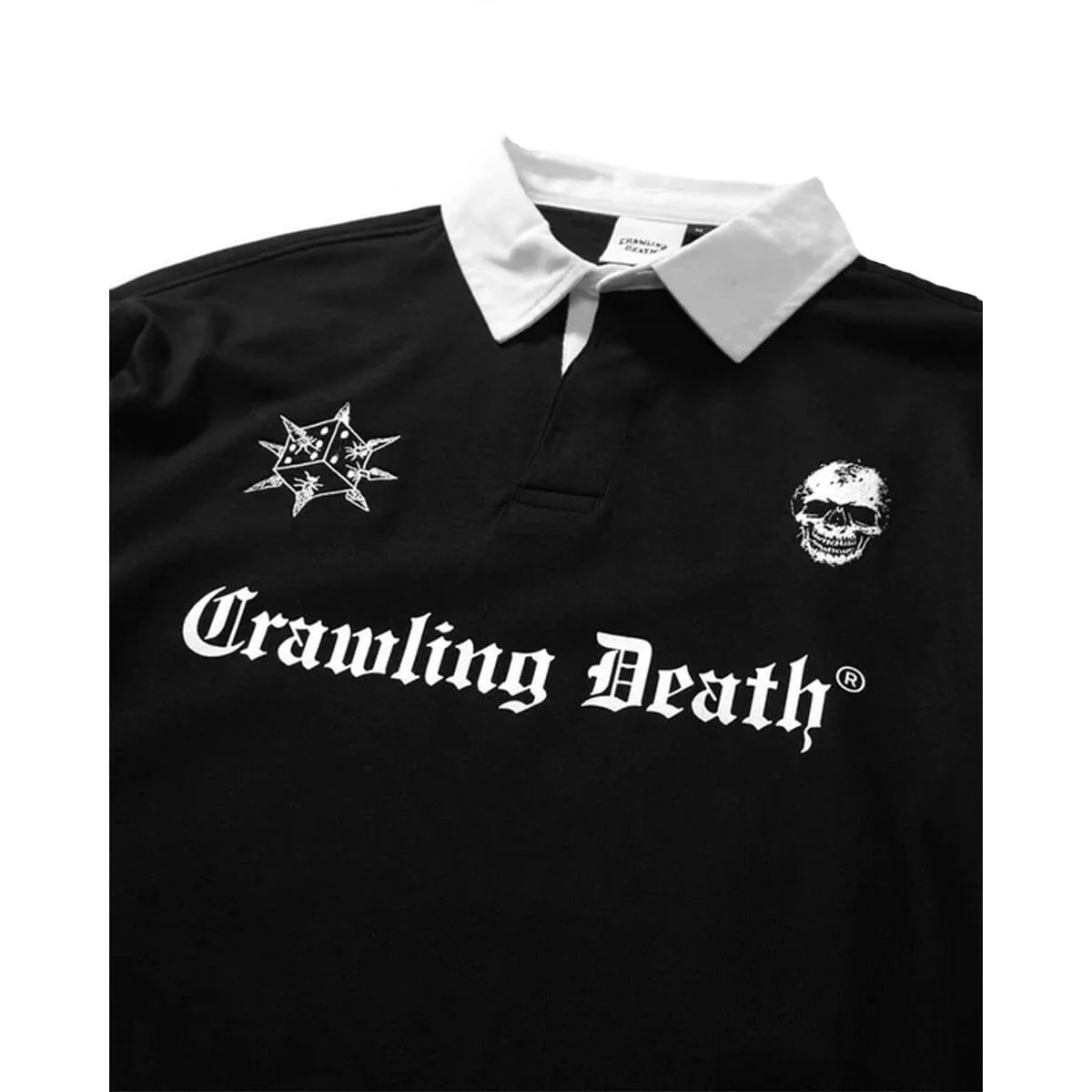 Crawling Death - Spike Dice Rugby Shirt Black - Image 2