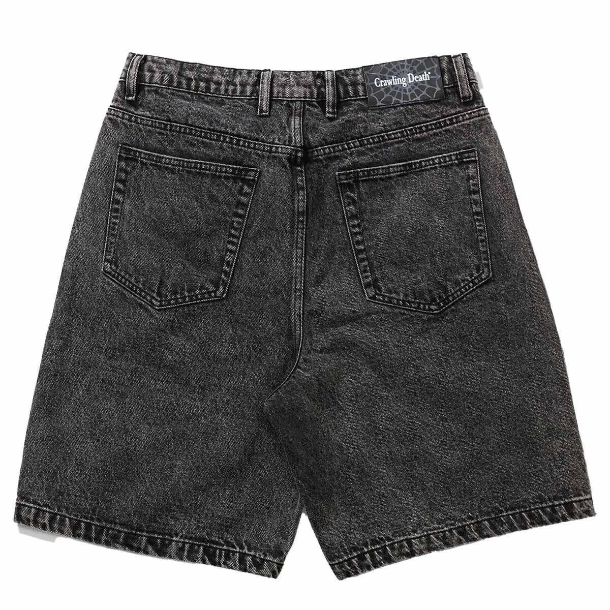 Crawling Death - Web Denim Shorts Acid Black - Image 2