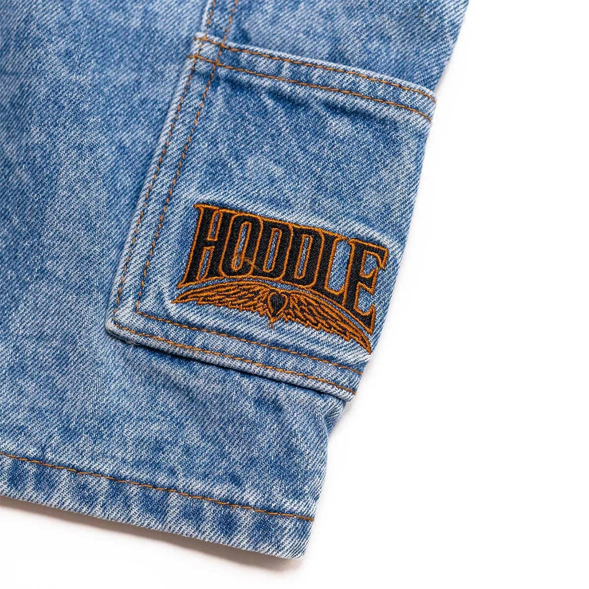Hoddle - Carpenter Heart Jean Shorts Laser Paint Splatter Light Wash - Image 3