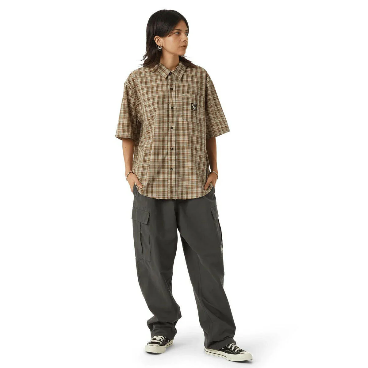 Huf - H Star Plaid Shirt Putty - Image 5