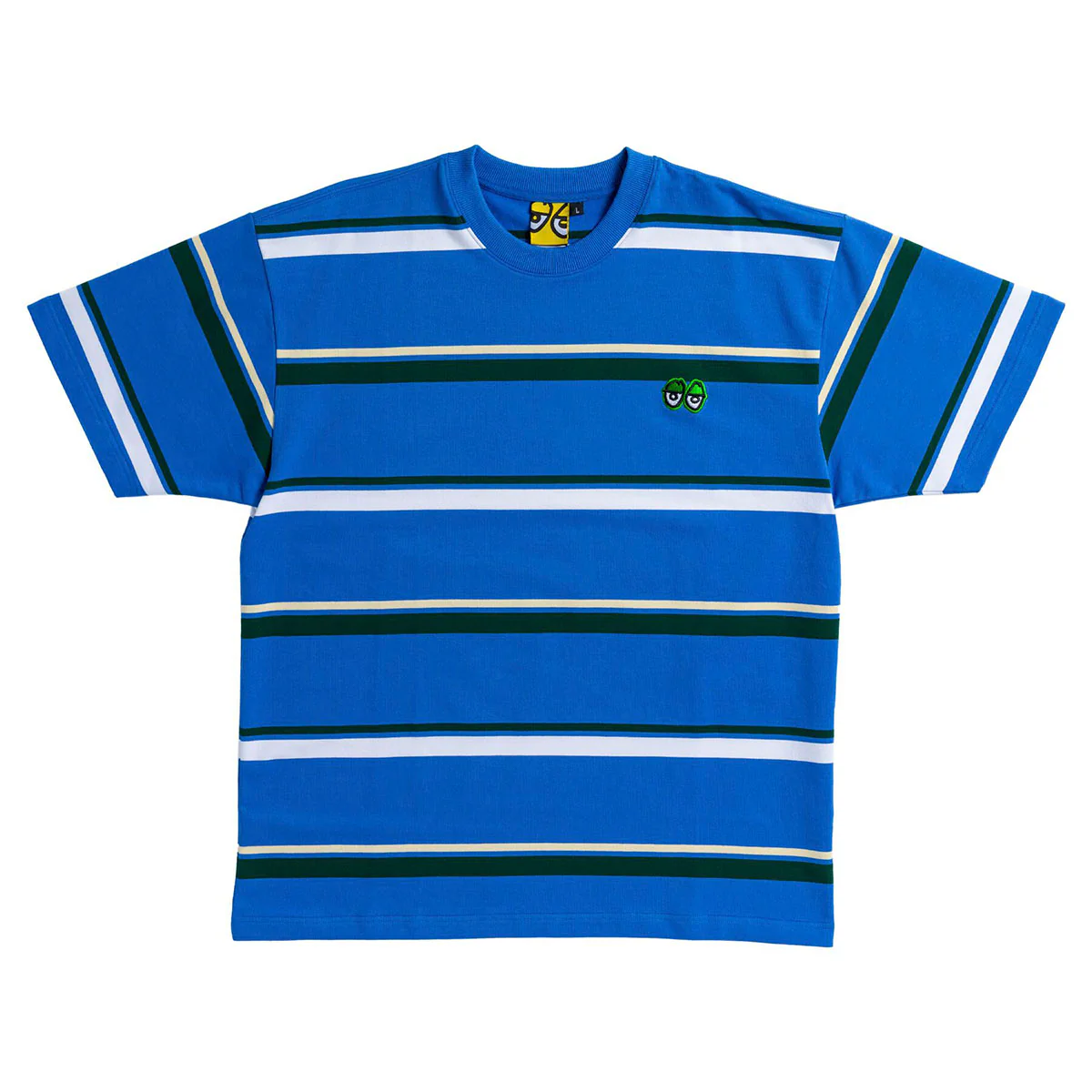 Krooked - Eyes Emb Stripe Tee Blue/Gree/White
