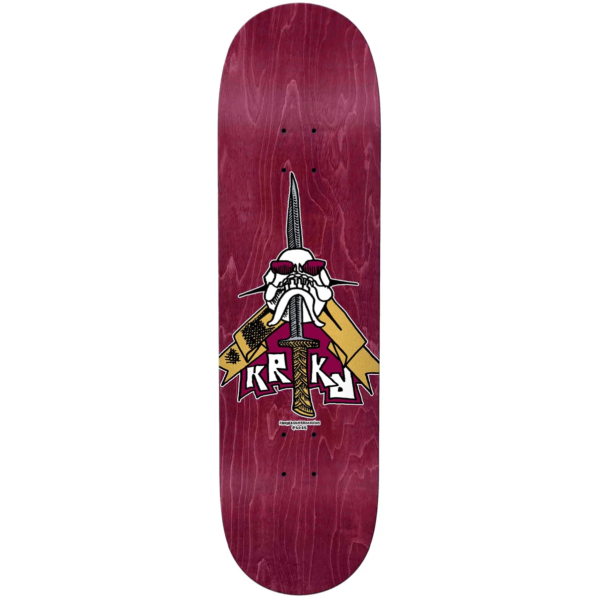 Krooked - Team Skull Sword Maroon 8.75 Skateboard Deck