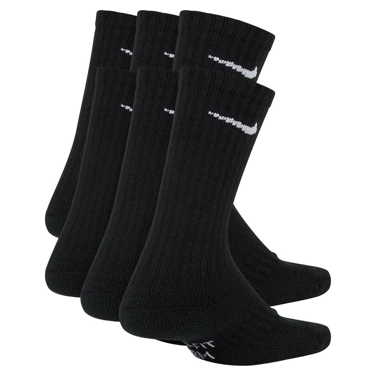 Nike - Everyday Cushioned Youth Crew Socks 6 Pack Black