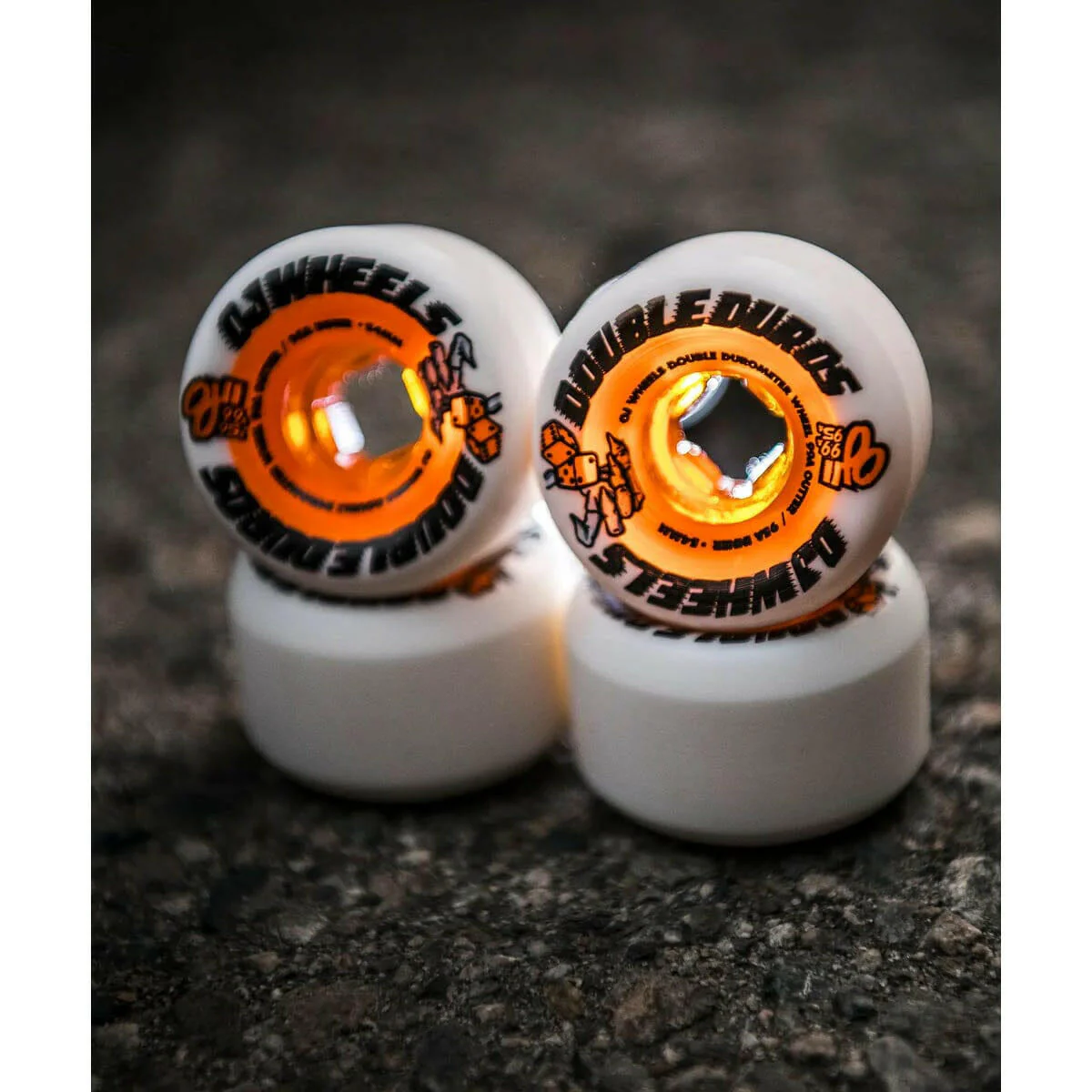 OJ - Double Duro White Orange Mini Combo 54MM 99A/95A Skateboard Wheels - Image 4
