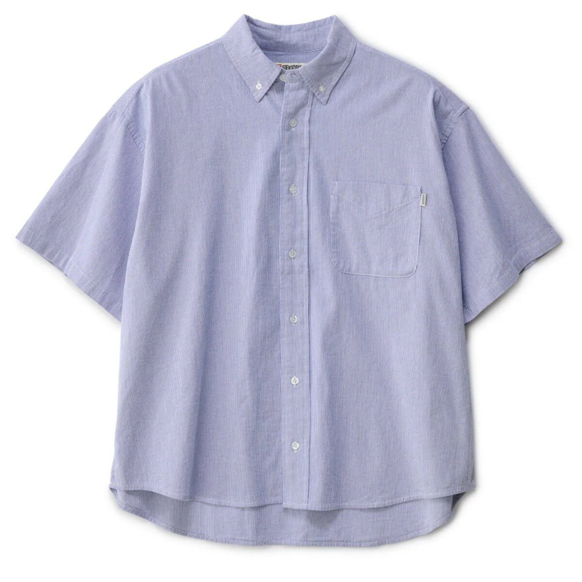 S/Double - Classic Oxford S/S Shirt Navy Stripe