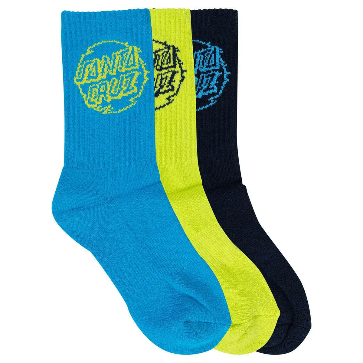 Santa Cruz - Vivid Dot Mono 3 Pack Youth Socks