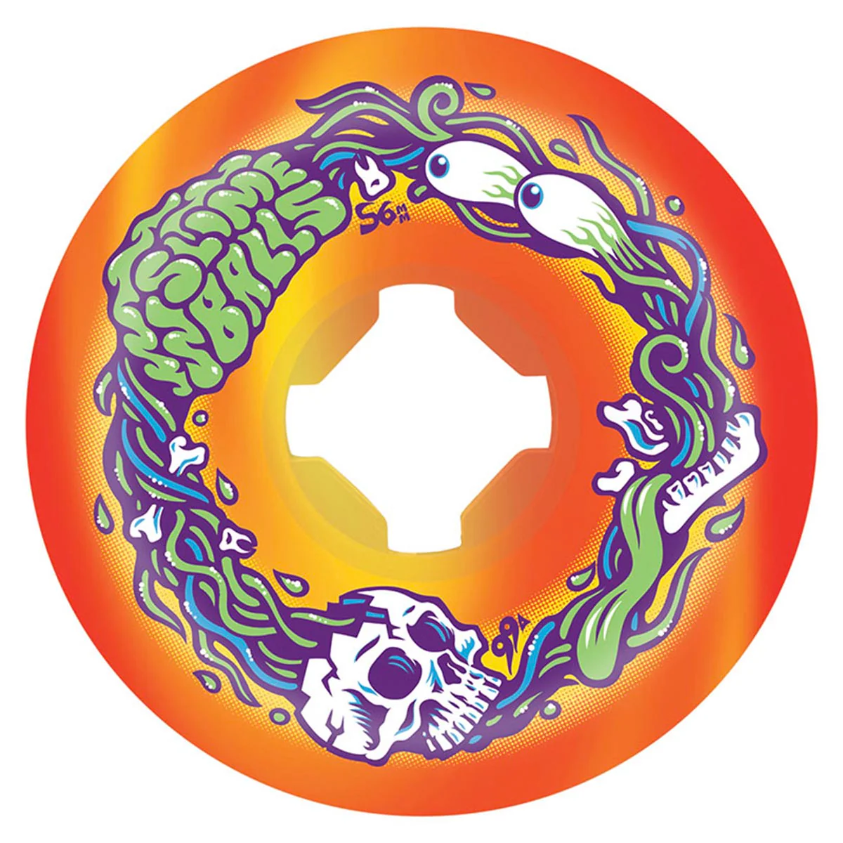 Slime Balls - Brains Speed Balls Orange/Yellow Swirl 56MM 99A Skateboard Wheels