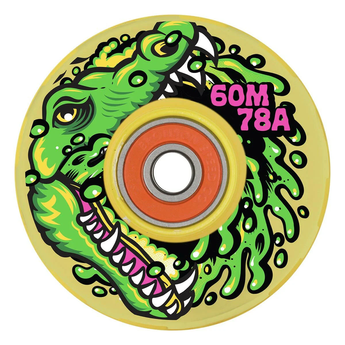 Slime Balls - Gator Swamp Spew Light Ups OG Slime Yellow 60MM 78A Skateboard Wheels