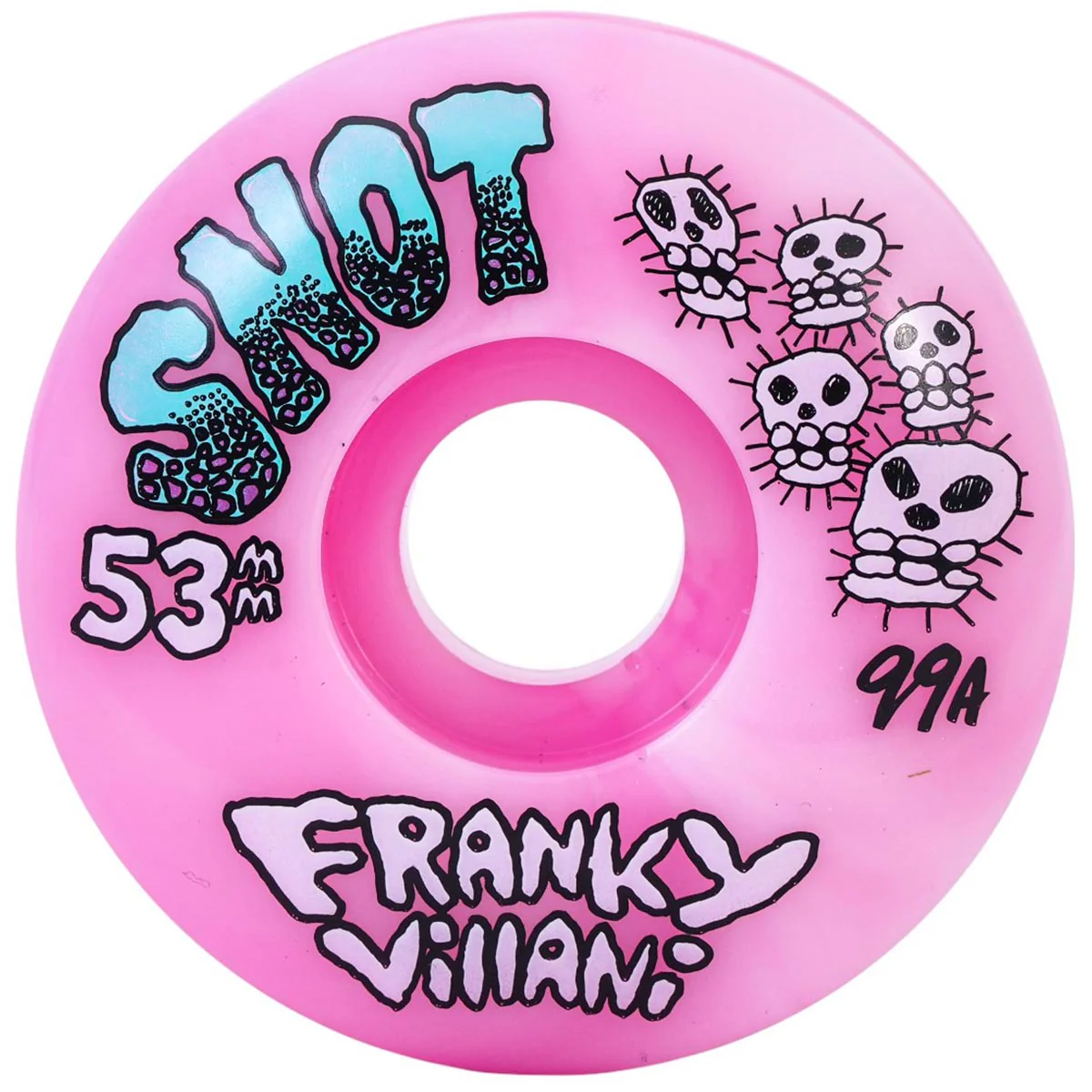 Snot - Franky Villani Skulls Pink Swirl 53MM 99A Skateboard Wheels