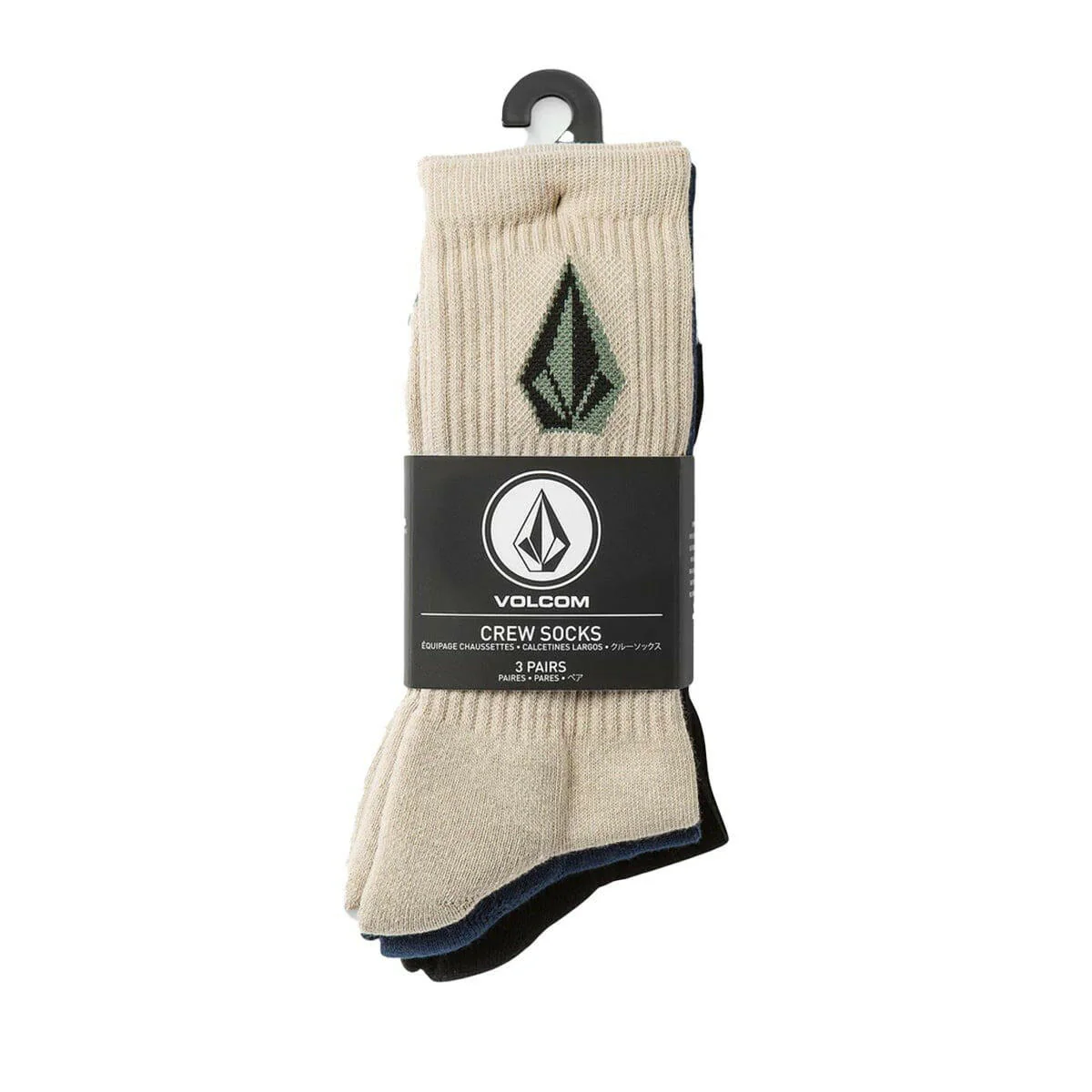 Volcom - Full Stone 3 Pack Socks Pale Khaki