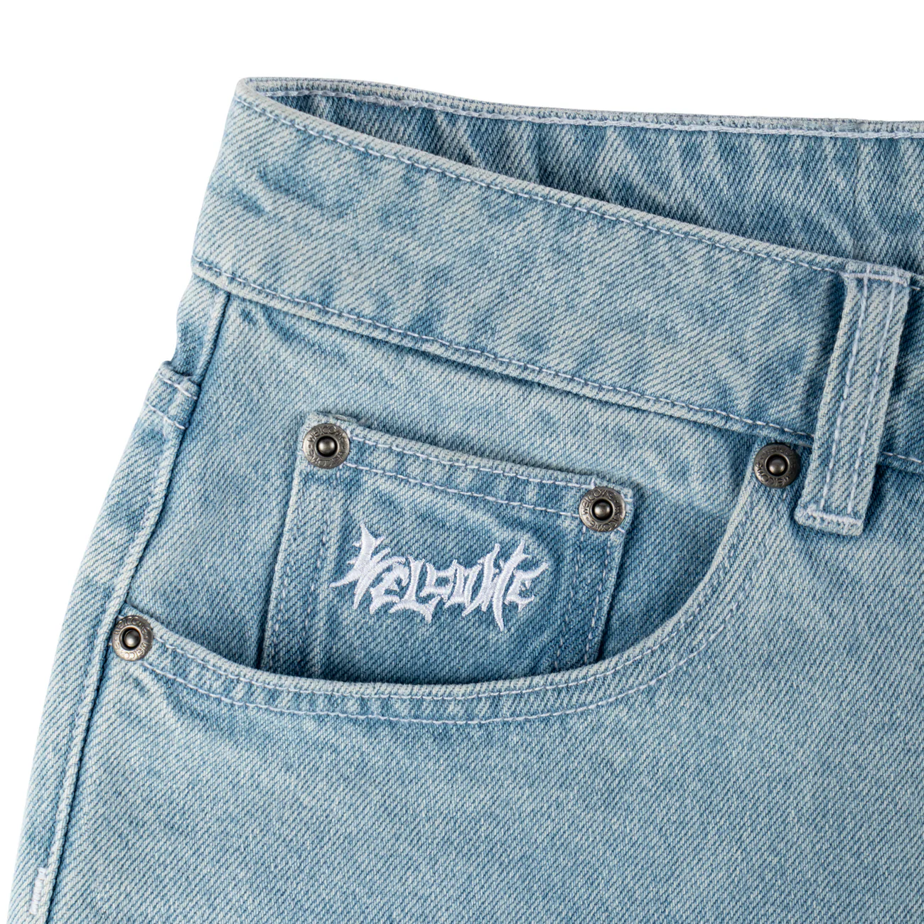 Welcome - Linger Baggy Denim Shorts Washed Blue - Image 4