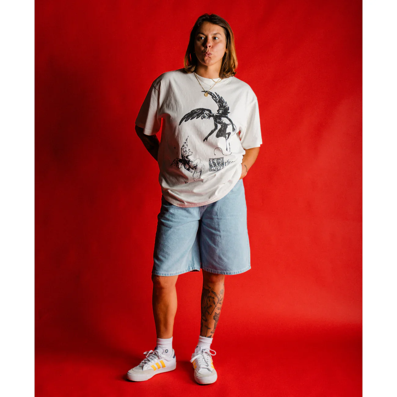 Welcome - Linger Baggy Denim Shorts Washed Blue - Image 7