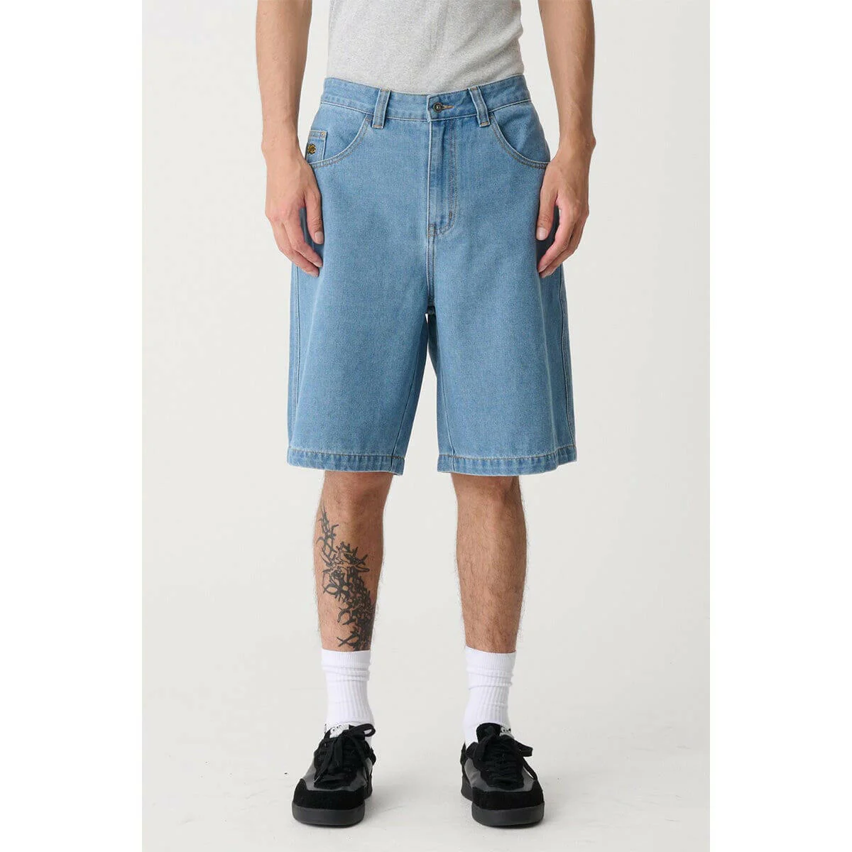 XLarge - Peace Man Bull Denim Shorts Mid Blue Denim - Image 4